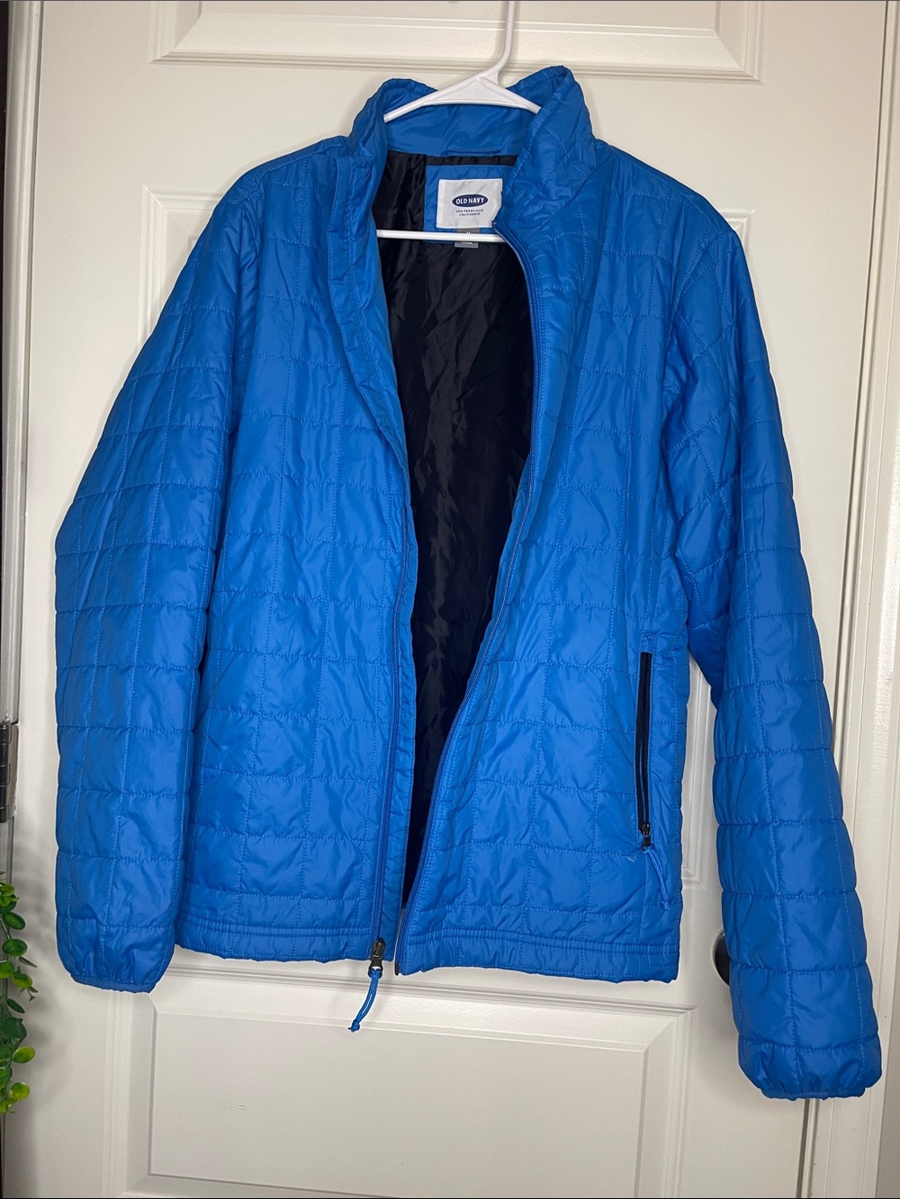 Old Navy Quilted Jacket in Bright Blue with Black Lining